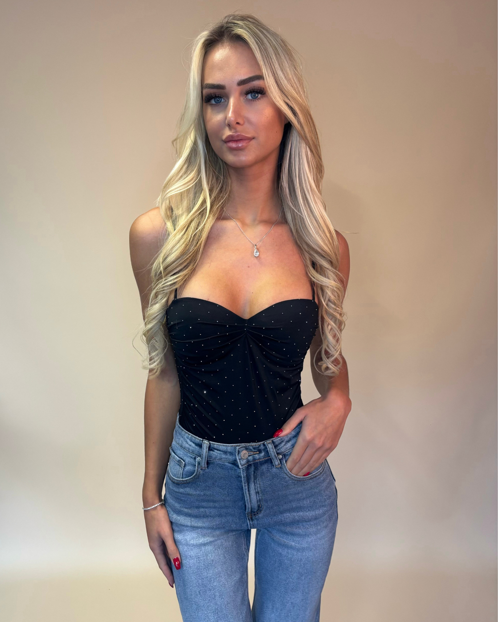 GLITTER BODYSUIT BLACK