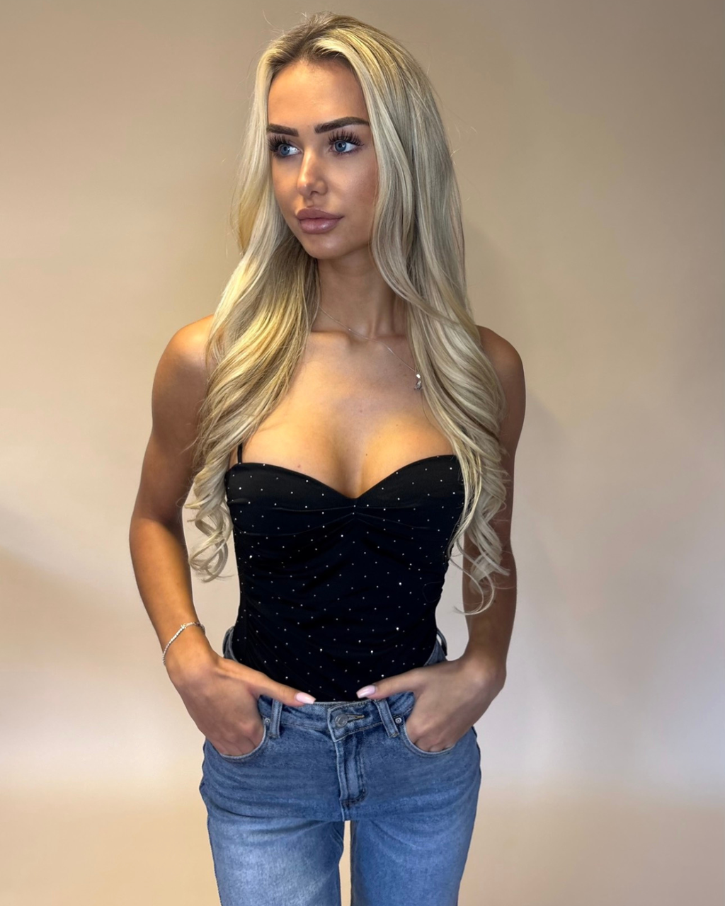 GLITTER BODYSUIT BLACK