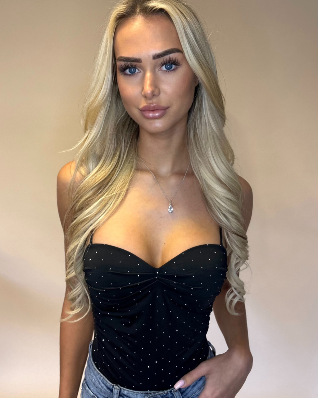 GLITTER BODYSUIT BLACK